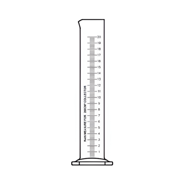 Cylinder Rain-Measure, Metric Scale Graduated. Round Base