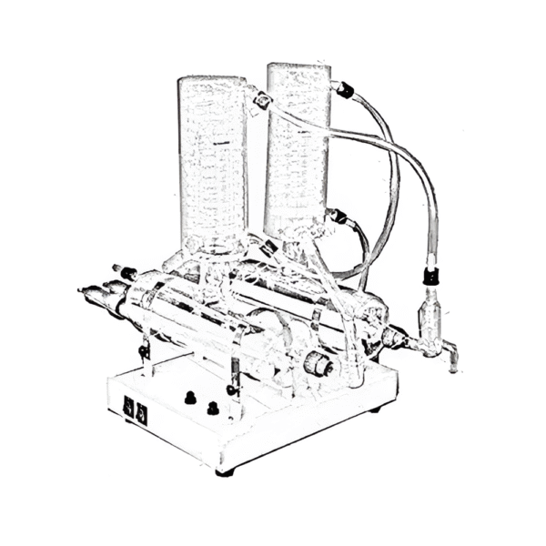 Distillation Double Stage, All Glass, water Unit, Horizontal Model