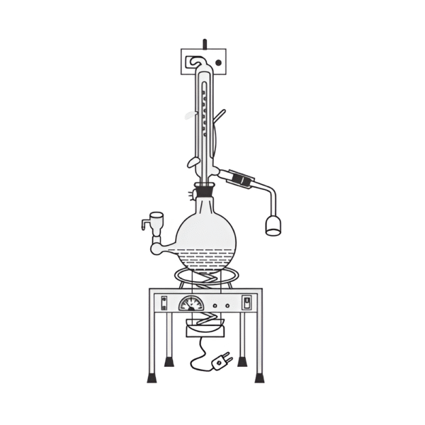 All Glass Water Distillation Apparatus N.P.L. Design Heater Embedded In Spiral Glasses Tube Complete with C.I. Heavy Base Stainless Steel Rod Clamp Board Automatic Cut