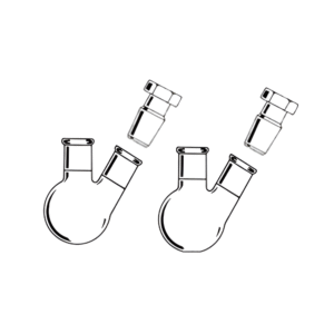 Flask Boiling Round / Flat Bottom Heavy Wall Two Neck, Center Neck & One Angled Side Neck with Interchangeable Stopper for Side Neck Joint