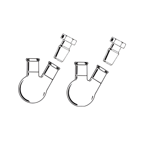 Flask Boiling Round / Flat Bottom Heavy Wall Two Neck, Center Neck & One Angled Side Neck with Interchangeable Stopper for Side Neck Joint