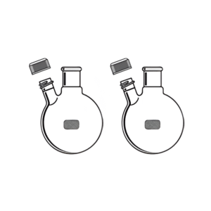 Flask Boiling Round / Flat Bottom Heavy Wall Two Neck, Center Neck & One Angled Side Neck with Screw Cap