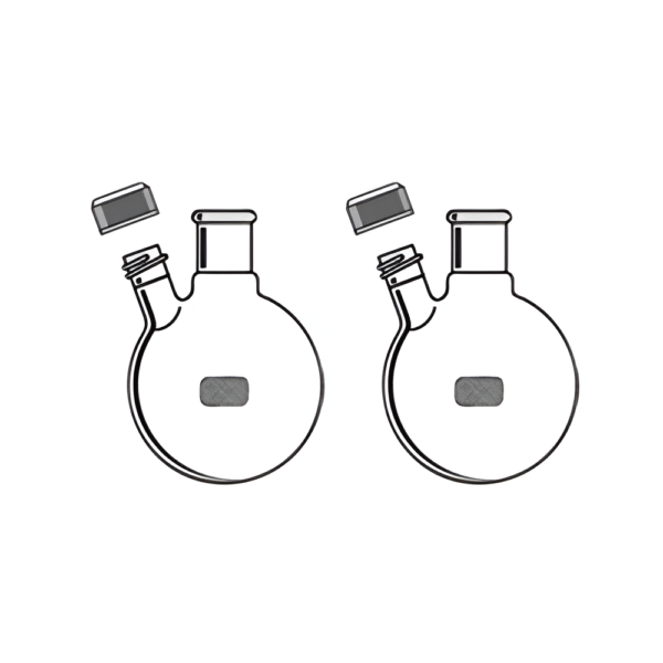 Flask Boiling Round / Flat Bottom Heavy Wall Two Neck, Center Neck & One Angled Side Neck with Screw Cap