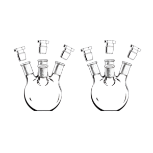Flask Boiling Round / Flat Bottom Heavy Wall Four Neck, Center Neck &Three Angled Side Neck with Interchangeable Stoppers for Side Neck Joints