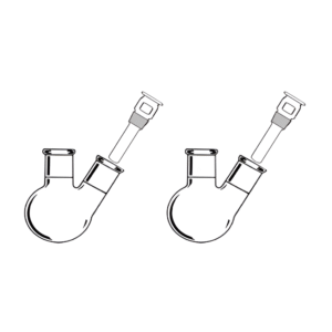 Flask Boiling Round / Flat Bottom Heavy Wall Two Neck With Thermometer Pocket. Center Neck & One Angled Side Neck with Fitted Thermometer Pocket for Side Neck Joint
