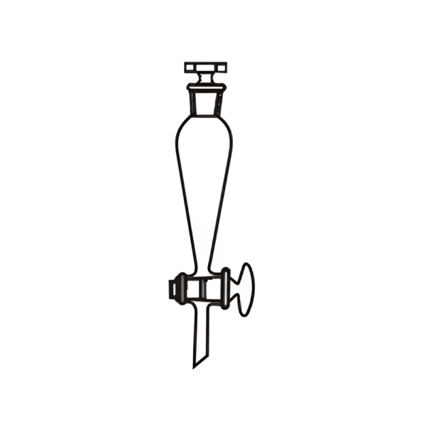 Funnel Separating Pear Shape with Interchangeable Stopper & Glass Stopcock, Transparent & Amber Color