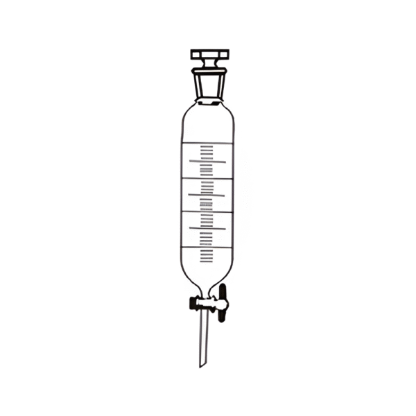 Funnel Dropping, Cylindrical with PTFE Stopcock, Interchangeable Stopper & Graduation, Transparent & Amber Color