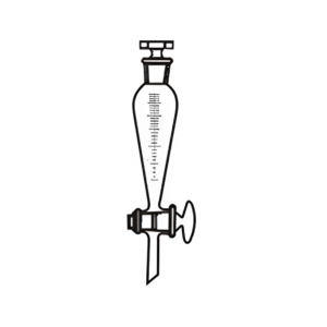 Funnel Separating Pear Shape with Interchangeable Stopper, Glass Stopcock & Graduation, Transparent & Amber Color