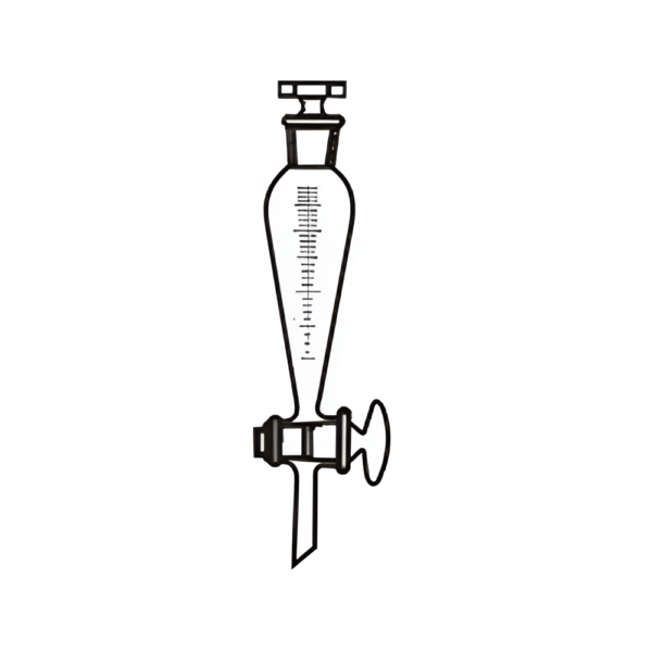 Funnel Separating Pear Shape with Interchangeable Stopper, Glass Stopcock & Graduation, Transparent & Amber Color