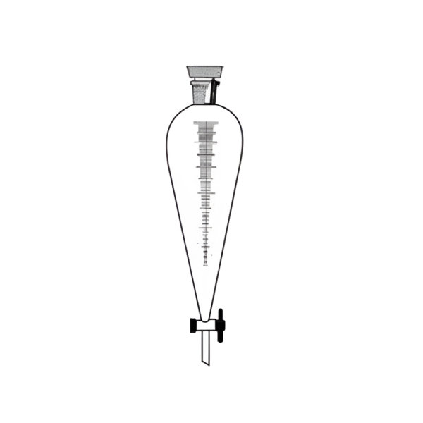 Funnel Separating Pear Shape with Interchangeable Stopper PTFE & graduation, Transparent & Amber Color