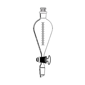 Funnel Separating Pear Shape with Joint, Glass Stopcock, Interchangeable Stopper & Graduation, Transparent & Amber Color