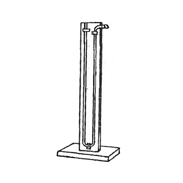 Manometer ‘U’ Tube Mounted On Wooden Stand without Mercury