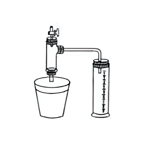 Apparatus for Experiments on Root Pressure, T-Tube with Stopcock & Soda Glass Graduated Jar, With Pot