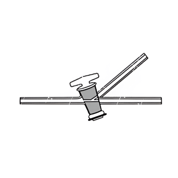 Stopcock Three way T or V Type Hollow Plug, High Vacuum