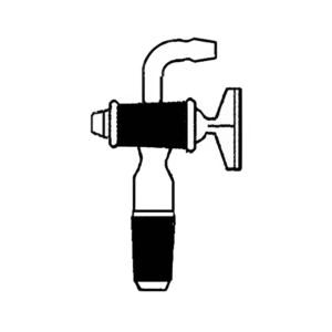 Adapter, Cone to Rubber Tubing Right Angle Connection with Stopcock