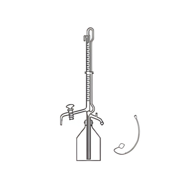 Burette Automatic Zero Mounted on Reservoir with Glass Stopcock, Complete with Rubber Pump, Accuracy as Per Class “B”.